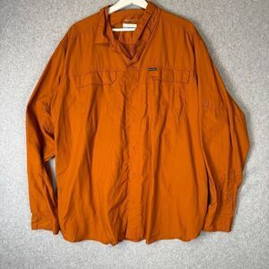 Columbia Sportswear Co Mens Size XXL Button Front Shirt Orange Omni Shade